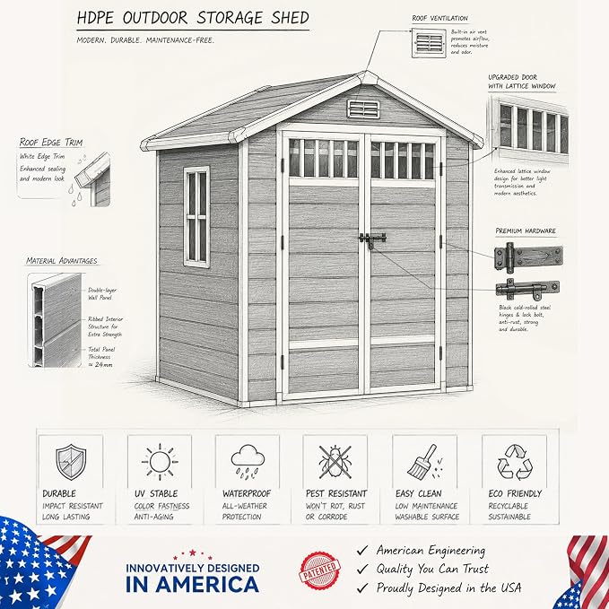 DWVO 6x4.4 FT Outdoor Storage Shed - Image 4