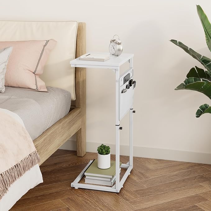 Vagusicc C Shaped End Table, Adjustable Height Small Couch Side Table - Image 9