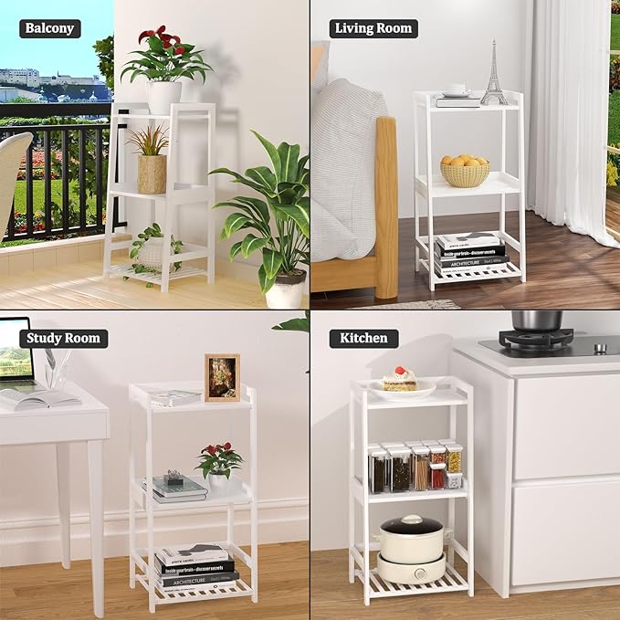 POXAKA 3 Tier Bamboo Bathroom Shelves, Ladder Shelf - Image 6