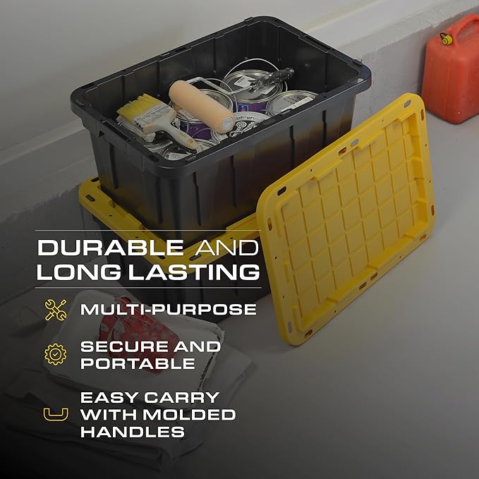 BLACK & YELLOW, 17-Gallon Heavy Duty Tough Storage Container & Snap-Tight Lid - Image 4