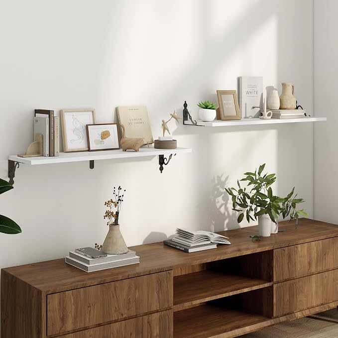 White Floating Shelves for Wall, 8 Inch Deep Floating Shelf - Image 2