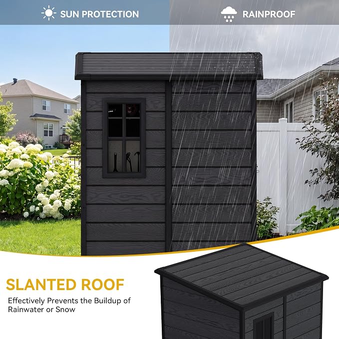 DWVO 5x4 FT Resin Outdoor Storage Shed - Image 7