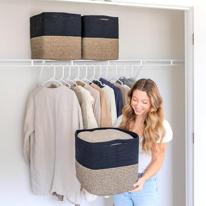 NaturalCozy 13x15x13 Kallax Storage Cubes Bins, 3 Pack | Cotton Rope Cube - Image 7
