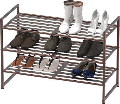 Simple Houseware 3-Tier Stackable Metal Panel Shoes Rack - Image 4