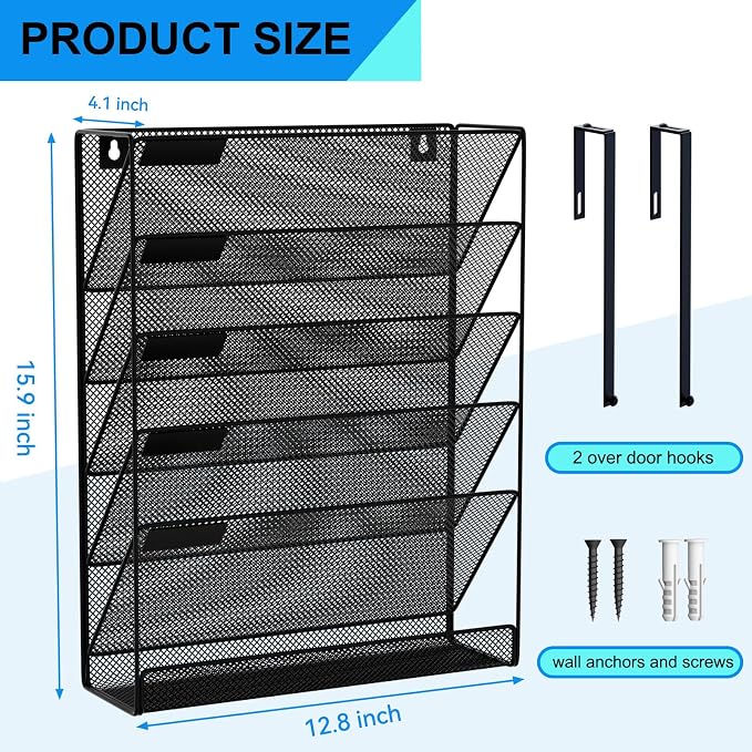 6-Tier Hanging File Organizer Office Cubicle Accessories - Image 3