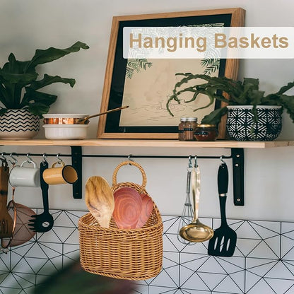 2Pcs Hanging Storage Baskets, Plastic Woven Hanging Basket - Image 6