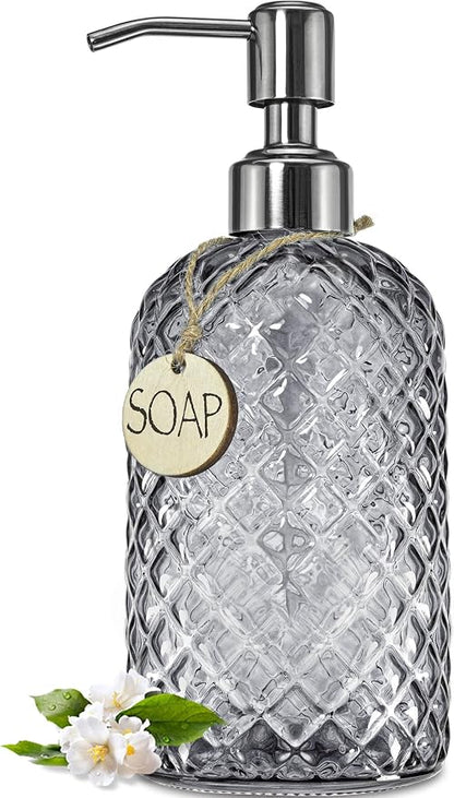 JASAI 18Oz Gray Glass Soap Dispenser by JASAIHOME