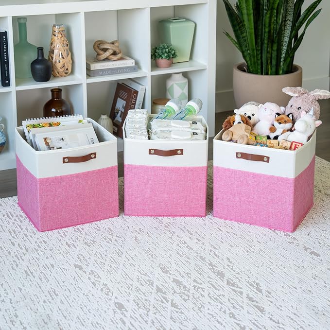 OrganiHaus 13" x 13" x 13" Cube Fabric Storage Bins Set of 4, Fabric Storage - Image 4