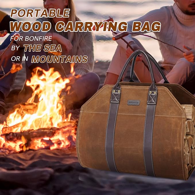 INNO STAGE Canvas Log Carrier Bag, Durable Wood Tote, Fireplace Stove - Image 7