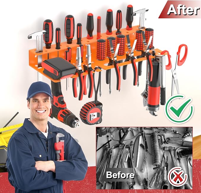 Metal Screwdriver Organizer, Wall Mount Plier Organizer Hammer Holder, Hand - Image 4