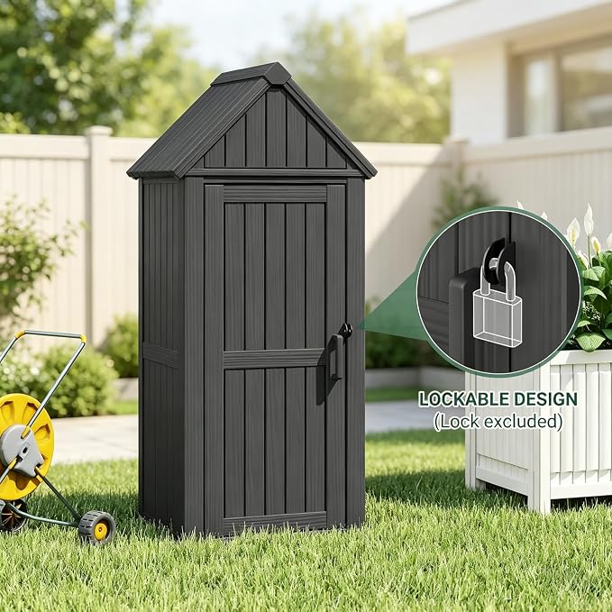 Bifanuo Deck Box Storage Shed Outdoor Storage Cabinet, Vertical Waterproof - Image 5