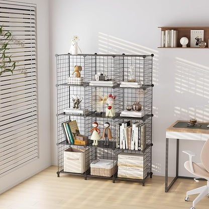 12-Cube Storage Organizer, Metal Wire Cube Shelving Unit, 11.8" L x 11.8" W x - Image 4