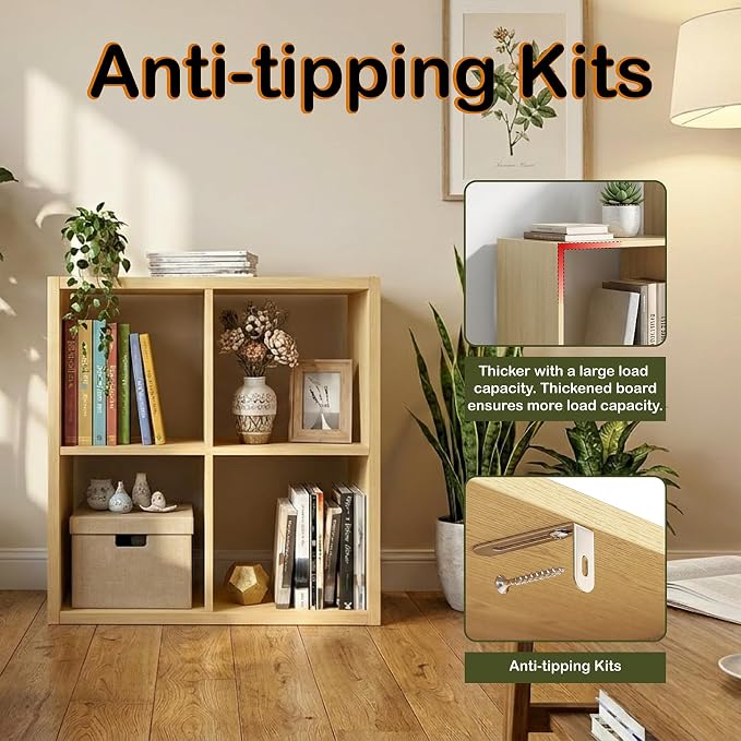 WannabeMyself【2026 Wooden Thick Frame】 4 Cube Storage Organizer - Image 4