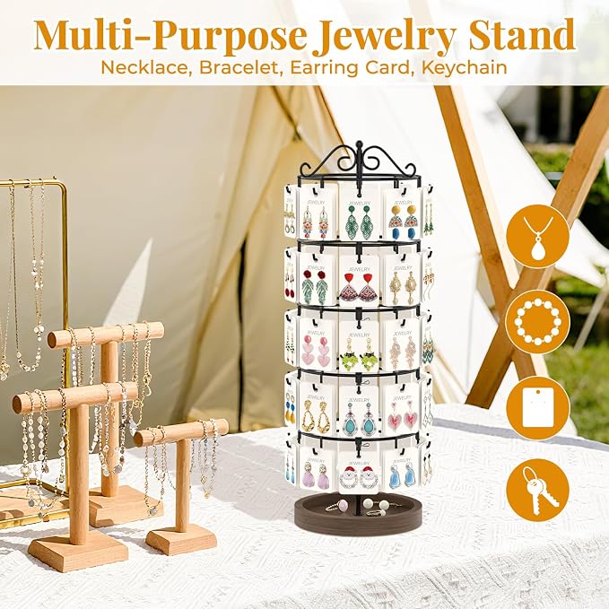 EsLuker.ly Earring Holder Organizer Rotating Display Tree Stand, Adjustable - Image 7