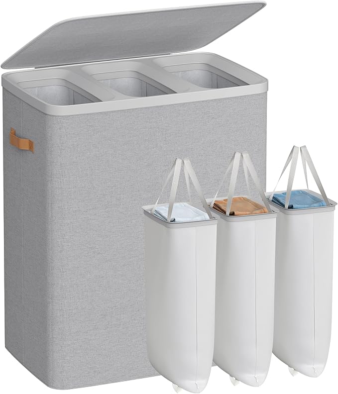 SONGMICS Laundry Basket, 50.2 Gal. Laundry Hamper, 3 Compartments, Easy Assembly by SONGMICSbySONGMICSHOME