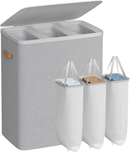 SONGMICS Laundry Basket, 50.2 Gal. Laundry Hamper, 3 Compartments, Easy Assembly by SONGMICSbySONGMICSHOME