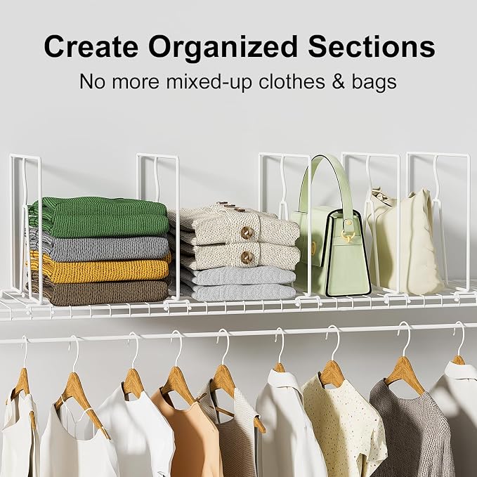 SortNStore Wire Shelf Dividers for Closet: Tall 8 Pack 12-inch Deep Wire Rack - Image 3