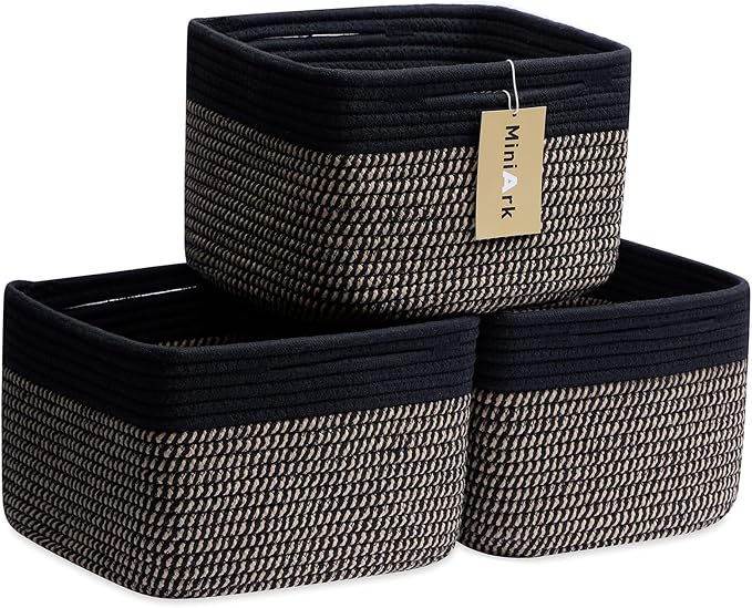 Small Organizing Baskets for Cubes Shelf, 9.7x9.7x7.1 Inch Rope Woven Storage by MiniArkStorageBasketsHome