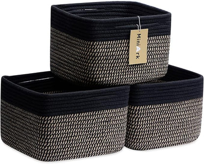 Small Organizing Baskets for Cubes Shelf, 9.7x9.7x7.1 Inch Rope Woven Storage by MiniArkStorageBasketsHome