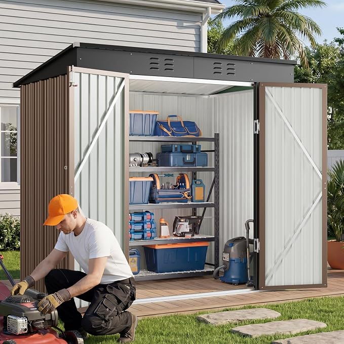 Gizoon 8' x 6' Outdoor Storage Shed, Lockable Doors and Ventilation - Image 4