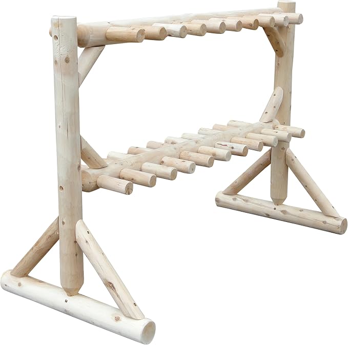 17-Place Freestanding Log Ski Rack Holder, Indoor & Outdoor Snowboard Racks - Image 4