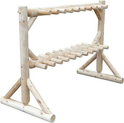 17-Place Freestanding Log Ski Rack Holder, Indoor & Outdoor Snowboard Racks - Image 4