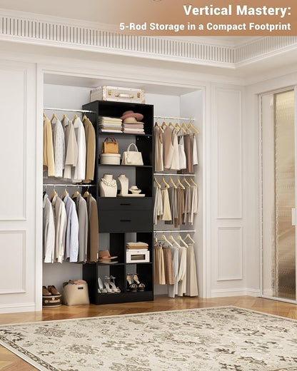 Besiost Small Closet System, 3.2-6.8FT Small Closet Organizer - Image 5