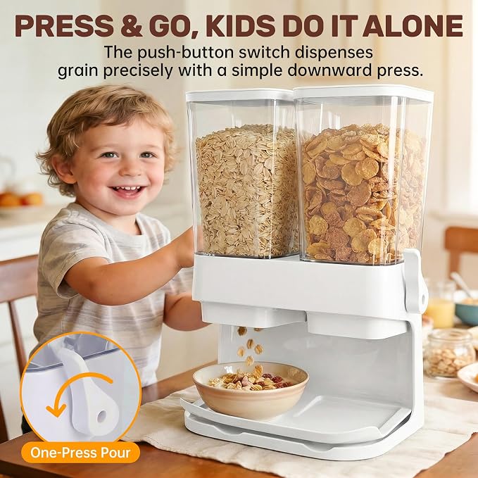Cereal Dispenser Countertop 2 Pack, 3L Large Cereal Containers Storage Airtight - Image 3