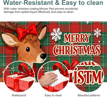 Merry Christmas-Elk Gaming Mouse Pad 31.5"x11.8"Desk Mat Anti-Slip Rubber Base - Image 4