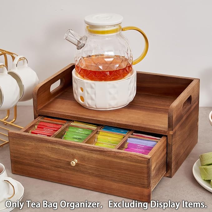 SARUFO Acacia Wood Tea Bag Organizer - Image 5