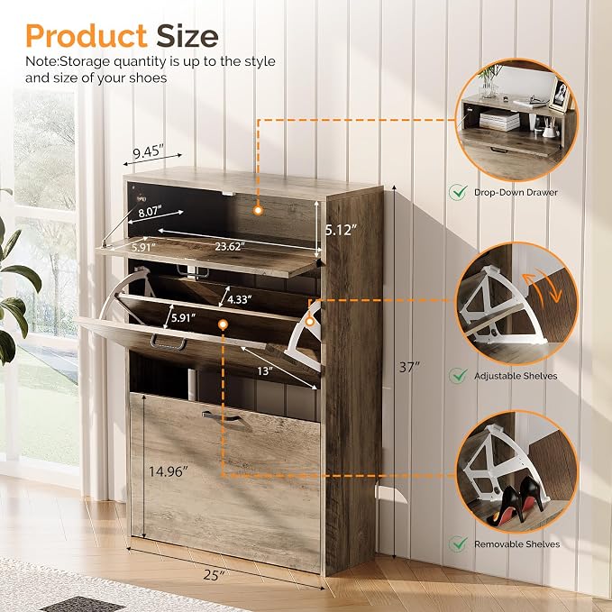 VINGLI Shoe Cabinet Storage for Entryway Ultra Slim - Image 3