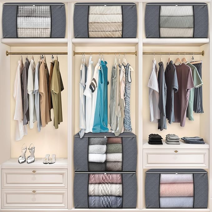 Fab totes 24 Gallons Clothes Storage, Foldable Thick Fabric Blanket Storage Bags - Image 6