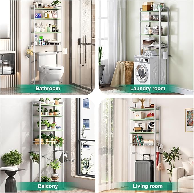 Kalrin Over-The-Toilet Storage Rack, 4-Tier Bathroom Organizer Shelf Over Toilet - Image 3