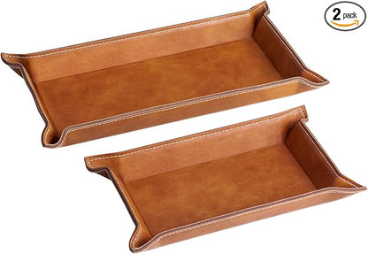 Navaris Faux Leather Valet Tray Set of 2 by Navaris