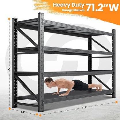 71”W Garage Shelving Units, 5000LBS Storage Shelves Heavy Duty, 4 Tier Large - Image 2