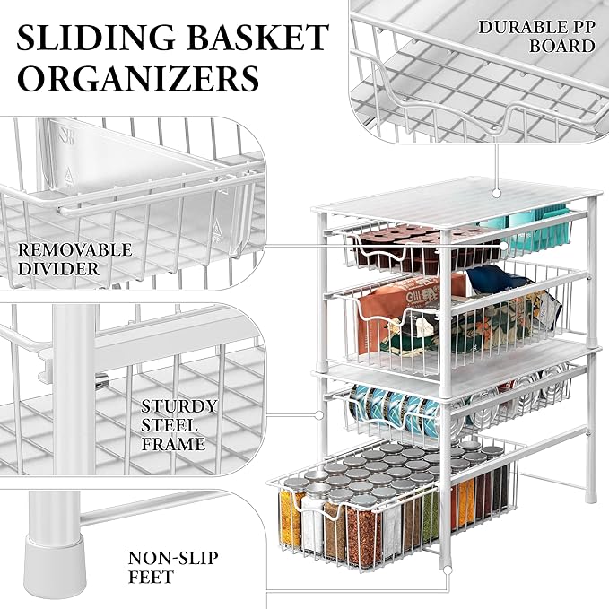Simple Houseware Stackable Sliding Basket Organizer Drawer - Image 4