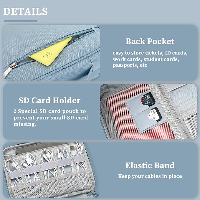 Lanola Custom Personalized Travel Cable Organizer Bag, Electronic Accessories - Image 6