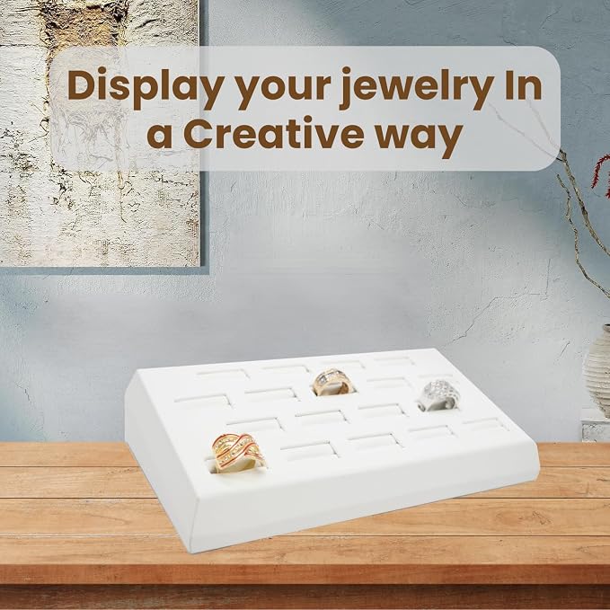 Novel Box 18-Slot White Leatherette Rings/Earrings/Cufflinks Holder Tray - Image 4