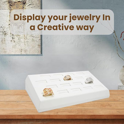 Novel Box 18-Slot White Leatherette Rings/Earrings/Cufflinks Holder Tray - Image 4