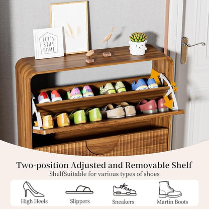 Slim Shoe Storage Cabinet for Entryway, Narrow Shoe Cabinet - Image 5