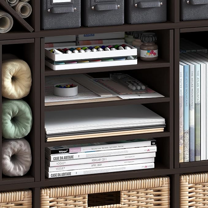 Furinno Cubicle 3-Shelf Cube Insert, 3-Tier Cube Organizer, Dark Oak | 12.9W x - Image 6