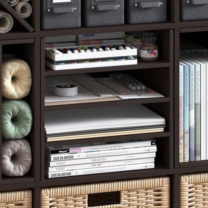 Furinno Cubicle 3-Shelf Cube Insert, 3-Tier Cube Organizer, Dark Oak | 12.9W x - Image 6