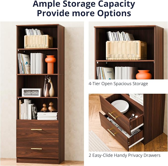 Cozy Castle 74.1'' Bookshelf, Tall Bookcase - Image 3