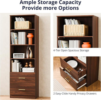 Cozy Castle 74.1'' Bookshelf, Tall Bookcase - Image 3