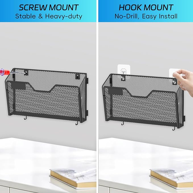 SUPEASY Mail Organizer Wall Mounted, Wall File Holder, Hanging File Organizer - Image 4