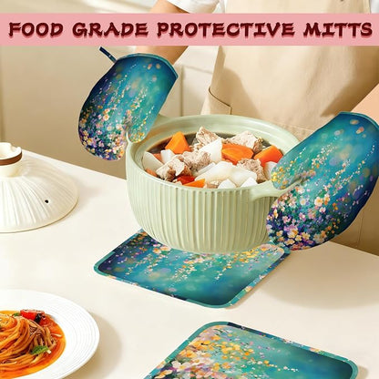 Watercolor Ivy Flower Spring Flower Oven Mitts and Pot Holders, Heat Resistant - Image 7
