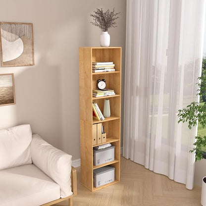 Wooden 6 Cube Storage Organizer, Classic Oak 6 Cube Storage Shelf, 6 Tier - Image 2