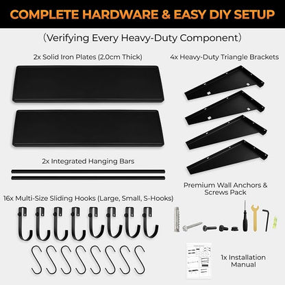 2-Pack 4ft x 16in Heavy Duty Metal Garage Wall Shelving, 700lbs Capacity Solid - Image 9