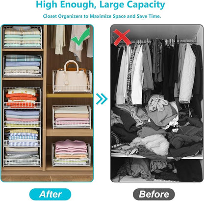 4-Tier Sliding Closet Organizers and Storage Shelves, Stackable Closet Shelf - Image 5