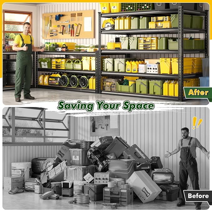 59.9" W Garage Shelves 2230LBS Metal Shelving, 5 Tier Adjustable Garage Storage - Image 5